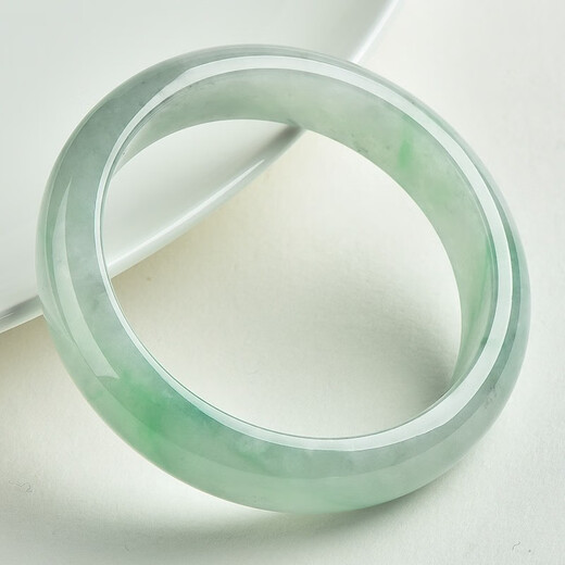 Private Ice Type Floating Green Jadeite Bracelet Light Green Young Burmese Jade (Processed) Jade Bracelet Floating Flower Bracelet Gift No. 56-57