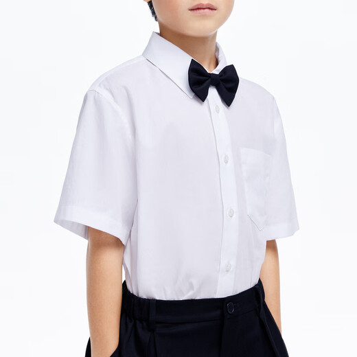 Little MO&Co. Children's clothing summer new style boys' pure cotton short-sleeved shirt performance dress KBD2SHT007 white 110 110/56