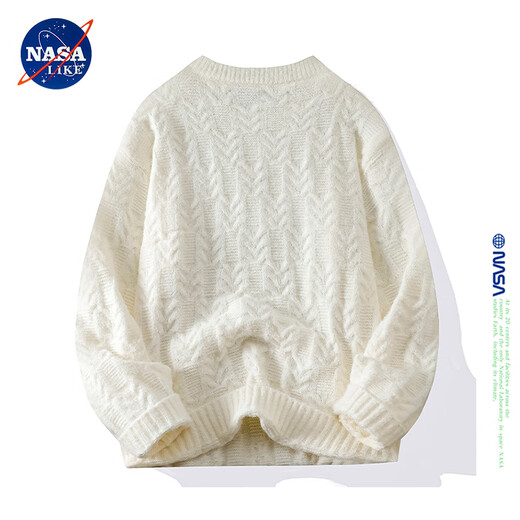 NASALIKE潮牌联名毛衣男秋冬季圆领套头打底衫纯色时尚百搭情侣款针织衫 红色 M（建议90-120斤）