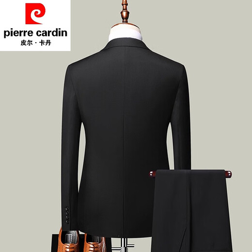 Pier Cardan suit men's jacket Korean style slim best groom and groom wedding business casual professional formal wear wedding dress two button black top + shirt + tie + trousers [ 3XL