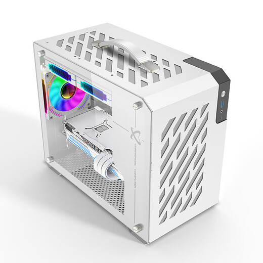 动力火车（PowerTrain）未知玩家X200白色MATX机箱玻璃侧透立式桌面便携式手提ITX外壳 Type-C接口 支持240水冷 6风扇位