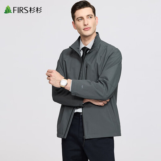 Shanshan (FIRS) High Density Windproof Stand Collar Jacket Men's 2025 Autumn New Light Outdoor Casual Commuting Business Jacket 502 Polar Gray L (175)