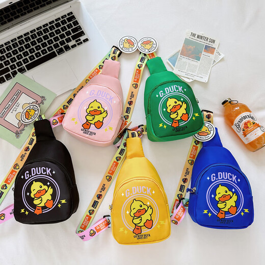 G.duck Kindertasche Cartoon kleiner Junge Brusttasche 2024 neue süße kleine gelbe Ente Mädchen Umhängetasche Baby-Geldbörse (#6636) blau