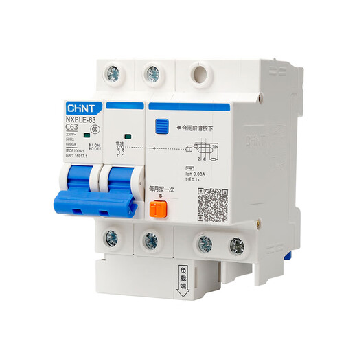 Chint (CHNT) NXBLE-63-2P-C63-30mA-6kA small leakage protection circuit breaker leakage protection air switch 2P 63A