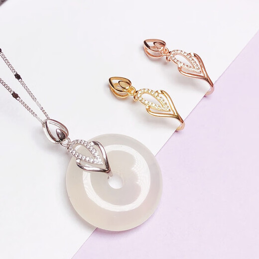 Fat Donglai's same style jade buckle head 18k gold peace buckle clip buckle jade buckle necklace connector buckle Buddha Gong Hao Shi peace buckle clip buckle plated with platinum