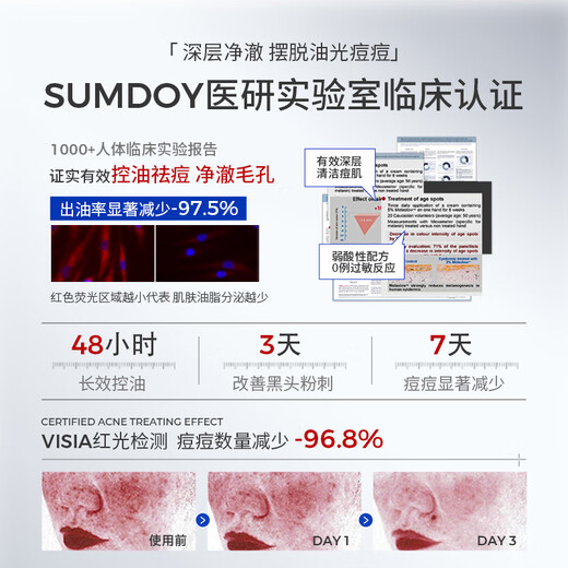 SUMDOY Japan imported mite removal and acne removal amino acid facial cleanser to control oil removal of blackheads and pores, men and women's facial cleanser [Double repair] acne removal cream + facial cleanser