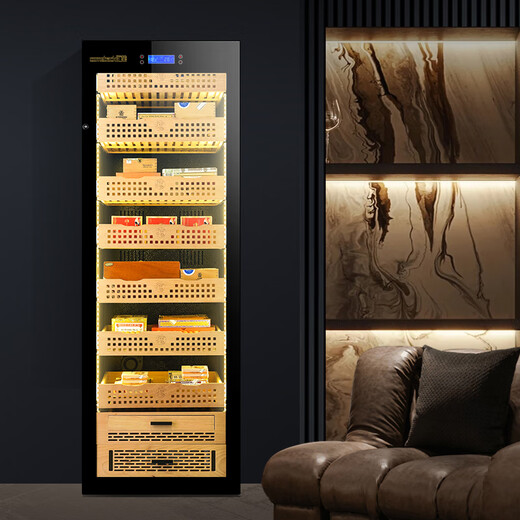 Huilai COMEBACK H-450X cigar cabinet smart horizontal line solid wood constant temperature and humidity cigar cabinet cigar special humidifier H-450 classic black