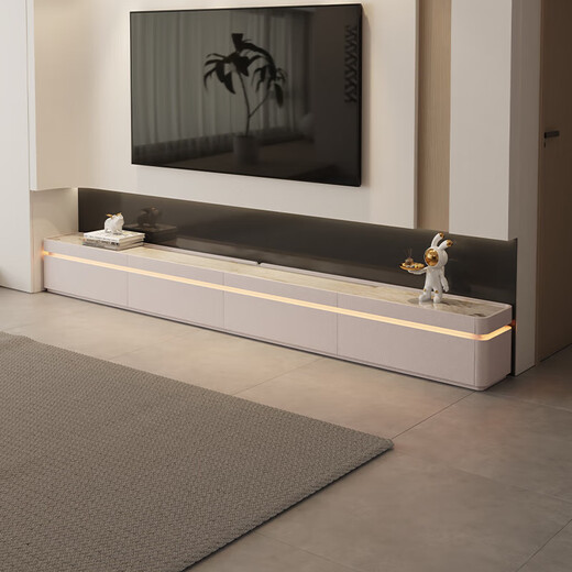 Isabel 2024 new model TV cabinet combination cabinet hidden socket modern simple living room background wall cabinet cream style floor cabinet 2.4 meters floor-standing TV cabinet/4 drawers