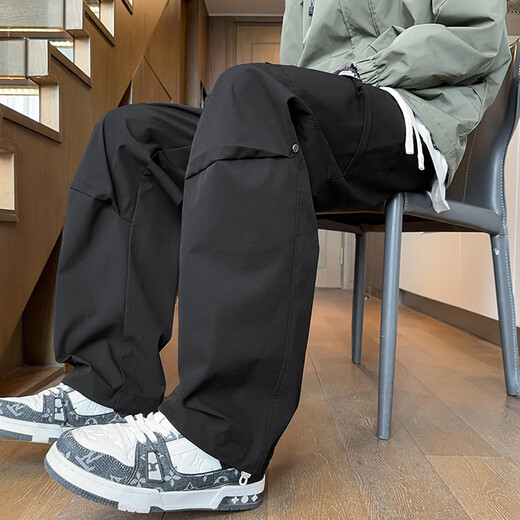 Dingfengbaoluo casual pants men's autumn loose long pants sports quick-drying American outdoor overalls 2416 black XL