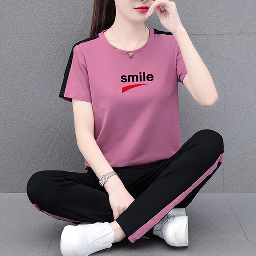 NY-EMMA Traje deportivo para mujeres de algodón de algodón de manga corta de manga corta de mediana edad.
