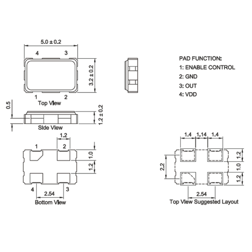 Lanshi SMD active crystal oscillator 14.318MHZ (20 pieces)