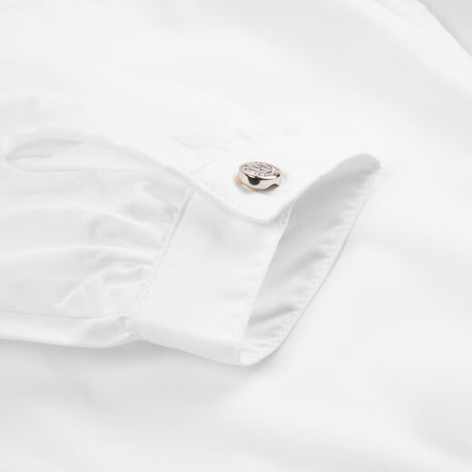 HAZZYS brand children's clothing girls' shirt autumn new style comfortable, soft and thin lapel simple casual long-sleeved shirt white 105cm