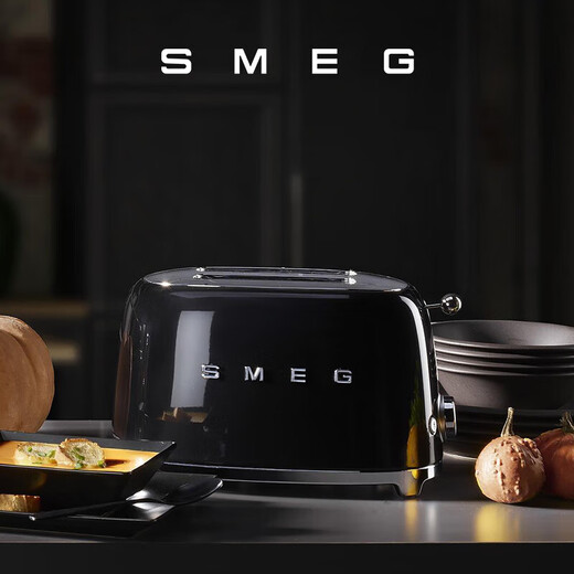 SMEG Italian retro toaster toaster sandwich breakfast machine toaster multi-functional household 6-speed baking TSF01 black (two-piece)