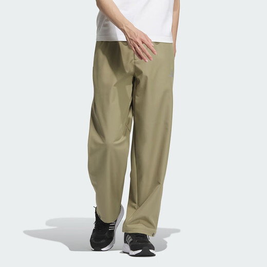 Adidas (adidas) sports pants men's pants 2025 autumn and winter casual pants woven plus velvet loose straight pants trousers JX1788 JX1789 green trousers snap button M