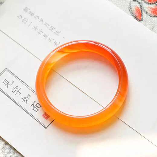 Eternal symbol luxury high-end orange-red primary color agate bracelet for women ice species koi honey chalcedony jade bracelet orange-red primary color agate bracelet 54mm