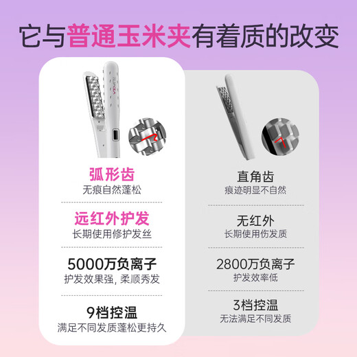 Treya corn clip fluffy splint, high cranial corn silk clip, infrared negative ion perm stick, hair root fluffy artifact girl T22 white birthday gift