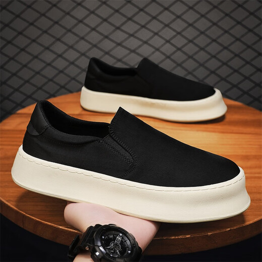 dkcci老北京布鞋男夏季透气冰丝软底休闲板鞋一脚蹬工作防滑黑色帆布鞋 黑色 26 (260mm) 42