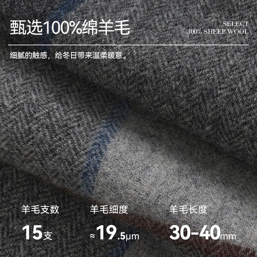 ELLE gift box 100% wool plaid scarf for men autumn and winter warm business versatile Christmas gift birthday