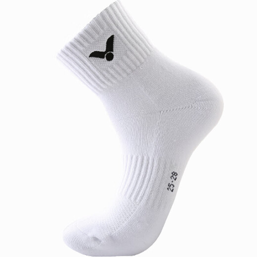 VICTOR Victory Chaussettes de badminton pour hommes et femmes, bas de serviette épais mi-long, chaussettes de sport confortables antidérapantes, absorbant la transpiration et respirantes, 3 paires, hommes/noir, blanc et gris, trois paires, taille unique