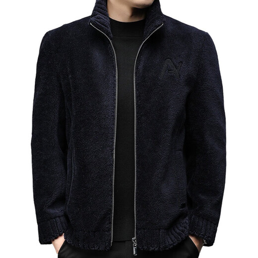 Hengyuanxiang 100% pure wool coat men's 2025 autumn and winter new stand-up collar jacket woolen coat men's gray XL