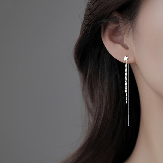 Crystal tassel ear wire 925 silver earrings women's long earrings high-end earrings earrings birthday gifts for girls to give to their girlfriends