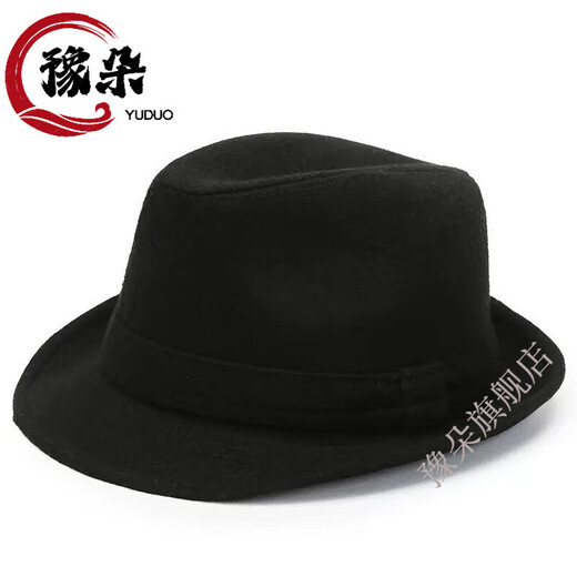 XLYMDG top hat men's top hat men's hat winter woolen warm autumn and winter jazz hat for middle-aged and elderly people dark gray woolen top hat 57cm
