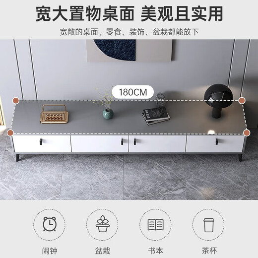 米客米家（MIKEMIJIA）电视柜现代简约小户型客厅落地储物柜轻奢电视机柜子茶几组合家具 店长推荐四柜门+灰色180CM 组装（自行安装）
