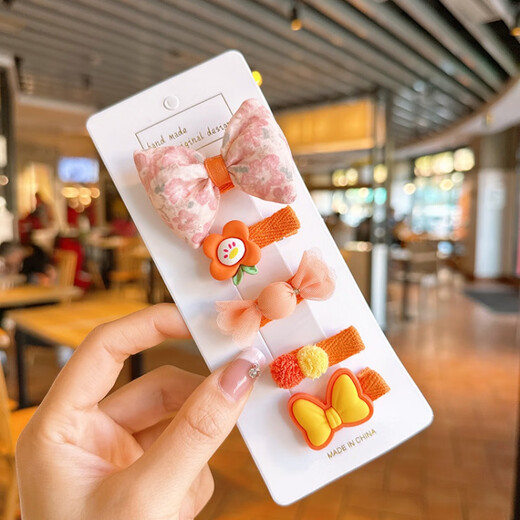 BARY REEF children's all-inclusive cloth does not hurt hair clip baby cute cartoon bb fetal hair clip female baby purple 5-piece set