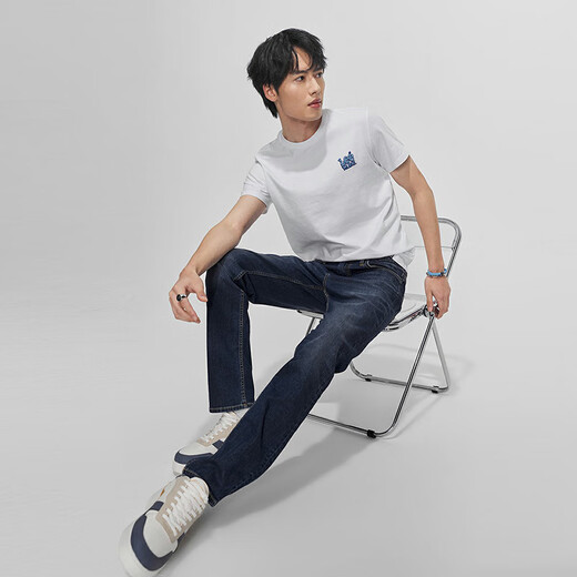 Lee【张凌赫代言】凉凉裤723修身中腰直脚中深蓝轻薄男牛仔裤潮流 中深蓝 28