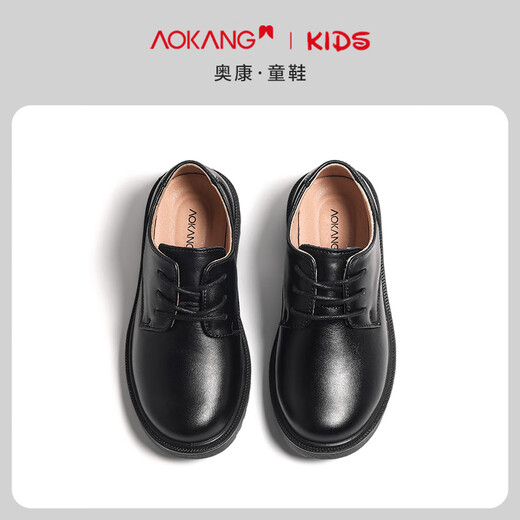 奥康童鞋男童皮鞋黑色软底演出鞋春秋新款儿童英伦风真皮表演中大童鞋