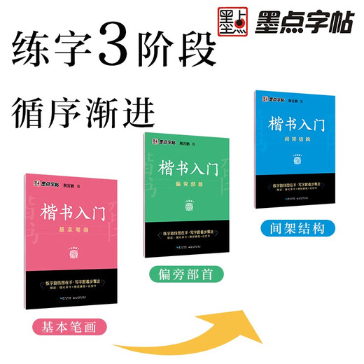 Ink dot copybook Jing Xiaopeng regular script basic introduction (video version) students, adults and beginners copy and trace red hard pen calligraphy practice handwriting copybook (4 books)