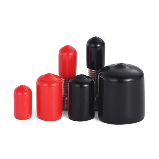 JINGGONG PVC cap round pipe sleeve black/red rubber thread protection plug soft-impregnated plastic insulation dust-proof seal inner diameter 20.0mm black (10 pieces)