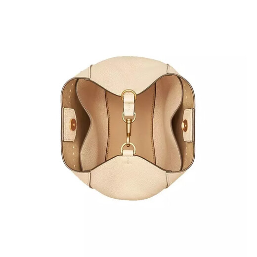 托里.伯奇（TORY BURCH）汤丽柏琦TB女包 牛皮McGraw大容量荔枝纹水桶包单肩包大号26cm 奶油白73338-724