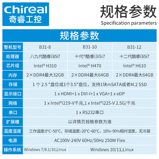 chireal奇睿B31便携式加固计算机上翻盖16.1英寸高清屏7扩展槽移动工作站手提工业台式电脑一体机工控主机 H310/i9-9900 8G/256G SSD