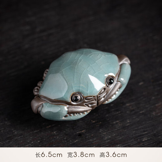 Enshousu ceramic small crab tea pet ornaments Ge Kiln handmade crabs can be raised and played with for tea and creative tea table and tea table decorations Fujiatianxia-Little Crabs-Simple decoration