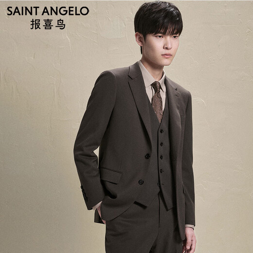 Anniversary Bird Suit Men's Choice Men's Fashionable Suit Suede Twill Wool Suit Pants Suit Gravel Twill Solid Color - Flat Button Two 48 A (175/96) / Please note waist or trousers