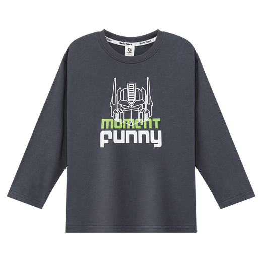 Zuoxi Boys T-shirt Long Sleeve Children's Pure Cotton Spring and Autumn Clothing 2025 New Boys and Older Children's Bottoming Shirt Top Gray 150