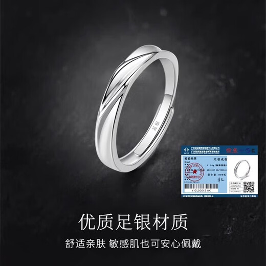 BJYL pure S999 pure silver self-discipline ring men's light luxury tail ring niche vegetarian ring index ring male birthday gift for boyfriend pure silver self-discipline ring electroplating thickening
