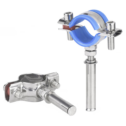 Jinggong 304 stainless steel expansion screw pipe clamp pipe clamp hoop water pipe fixed buckle pull pipe bracket 32-34 M8 pipe clamp + M8*50 expansion