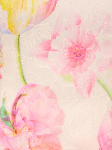 Adrianna Papell Women's Halter Jacquard Dress Pink Multicolor 6