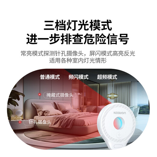 Green Link Hotel Camera Detector Anti-Peeping Anti-shooting Infrared Scanning Camera Detector Anti-monitoring Rechargeable Portable Applicable Hotels and B&Bs Black