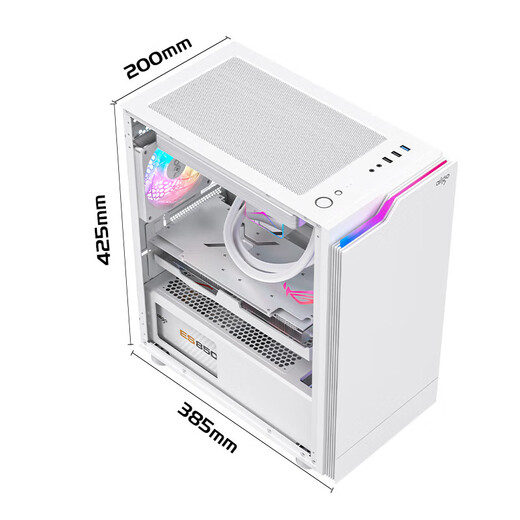 Patriot JV13 MATX side-transparent acrylic 240 water-cooled desktop host desktop computer case white + RGB colorful fan*3