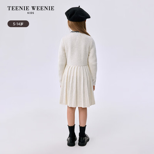 Teenie Weenie Bear Children's Wear 25 Years New Year Girls' Woolen Small Fragrance Style Pleated Dress Red 160cm