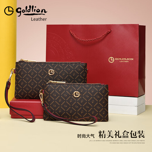 Goldlion Handbag Women's 2025 New Handbag Fashionable and Exquisite Handbag Zipper Multifunctional Women's Bag Long Wallet Large Size-200*103*15mm