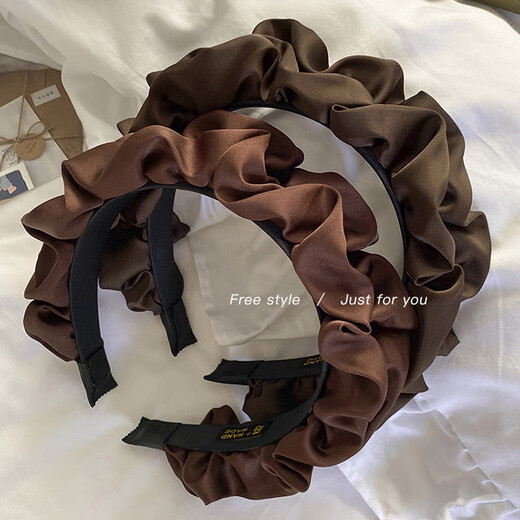 Zhuxi headband women's high-end fashionable high-ceiling Hong Kong style face wash headband hairpin 2025 new headwear pressed hair pleated headband black