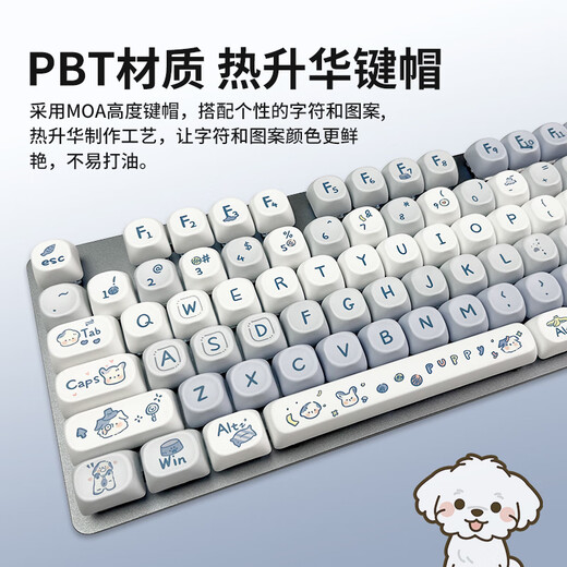 罗技（Logitech）K845机械键盘 游戏键盘 办公键盘有线全尺寸办公家用背光电竞吃鸡键盘 K845-青轴-悠然小狗