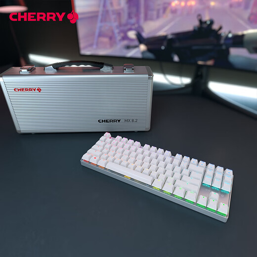 CHERRY cherry keyboard MX8.2 wireless keyboard three-mode mechanical keyboard Bluetooth keyboard gaming keyboard office keyboard 87 keyboard RGB color light aluminum alloy keyboard pink red axis