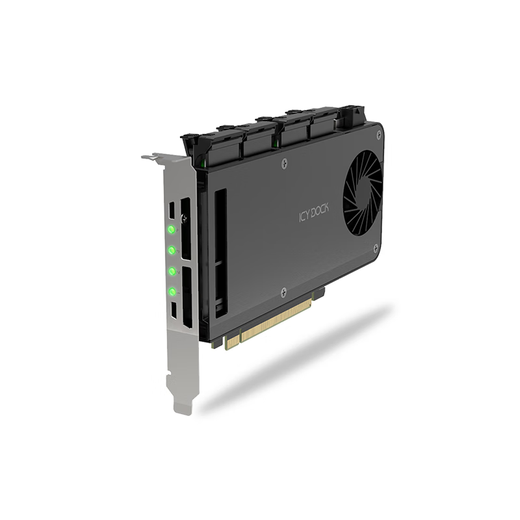 ICY DOCK艾西达克 4盘位M.2 NVMe SSD硬盘盒PCIe5.0转接卡PCIe4.0硬盘抽取盒免工具安装可抽取MB204MP-B/1B MB204MP-1B(PCIe4.0版)