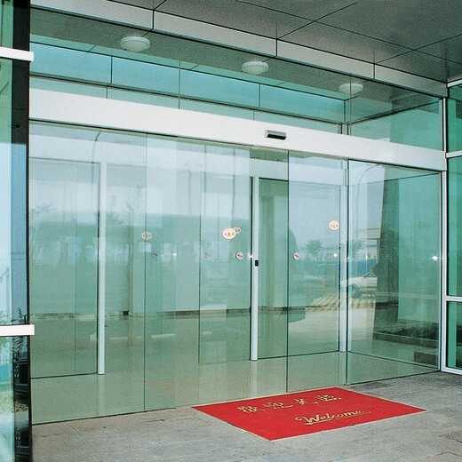Guangzhou electric door glass door Haizhu glass electric sliding door manufacturer Conghua company glass door manufacturer yellow