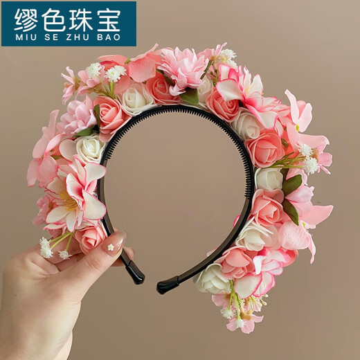 MiU Se (MiU Se) Quanzhou Xunpu hairpin hairpin headband for women, ethnic style Hanfu flower waistband, high-looking artificial flower photo headband, Highlights Night A28-309